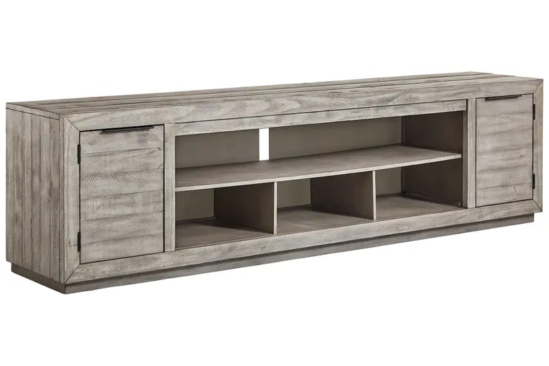 Naydell Ebony 92-Inch Tv Stand In Gray Finish 1
