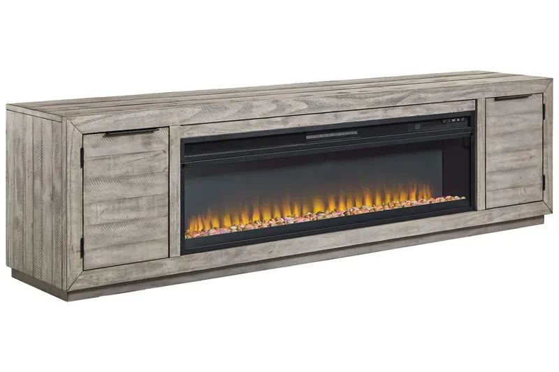 Naydell Gray Electric Fireplace Tv Stand (92-Inch) 1