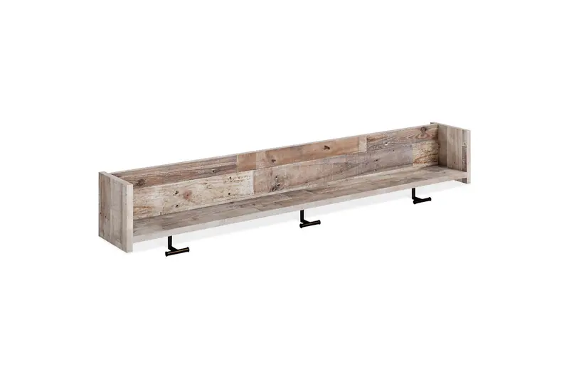 Neilsville Whitewash Wall-Mounted Coat Rack With Integrated Shelf 1