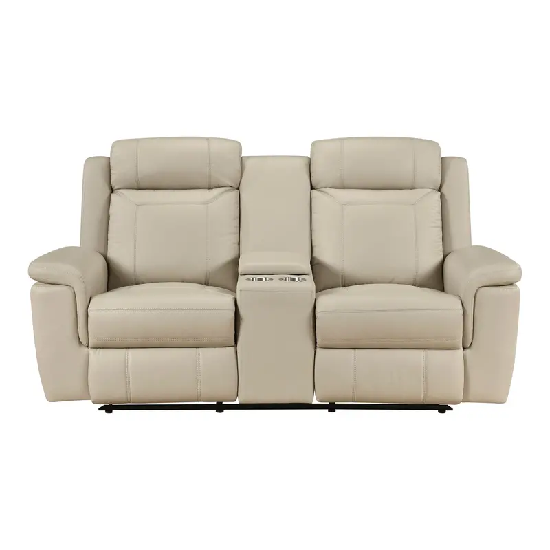 Nest Beige Dual-Power Loveseat With Integrated Console And Receptacles 1