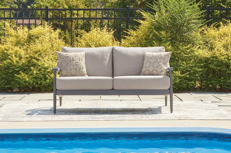 Ocean Beach Gray Outdoor Loveseat – All-Weather Wicker With Removable Cushions 1