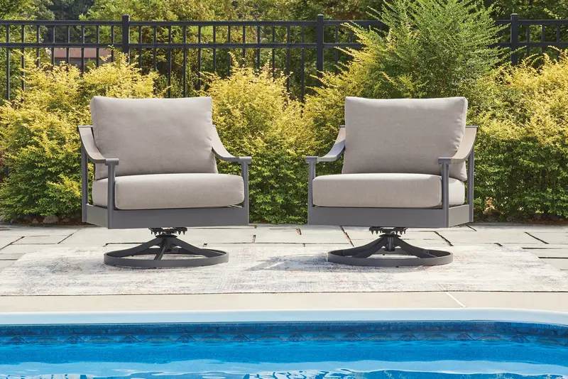 Ocean Beach Gray Outdoor Swivel Lounge Chair With All-Weather Cushion 1