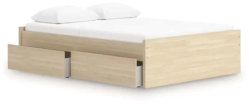 Onita Natural Queen-Sized Platform Bed Featuring Integrated Side Drawer 1