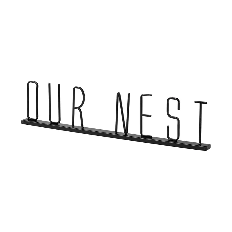 Our Nest Wall Sign – Minimalist Black Metal Plaque (24"L X 1"W) 1