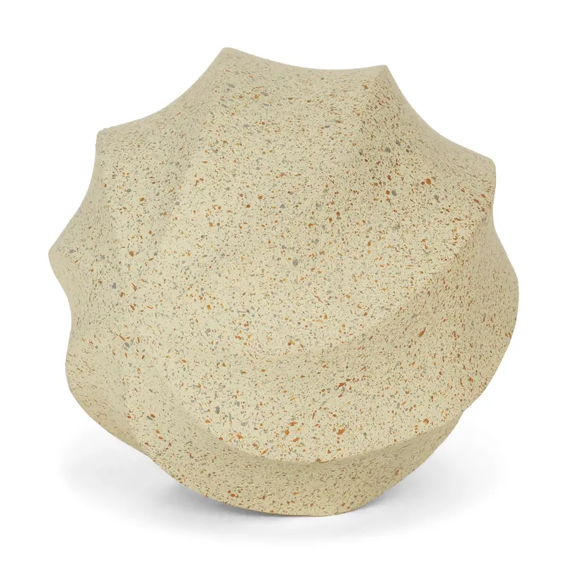 Oversized Beige Orb Decor – Textured Sculptural Metal Accent By Imani 1