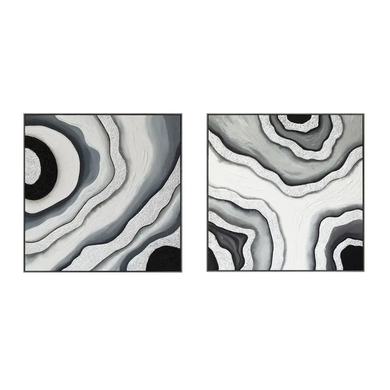 Palette Agate Allure – Hand-Painted Framed Diptych 1