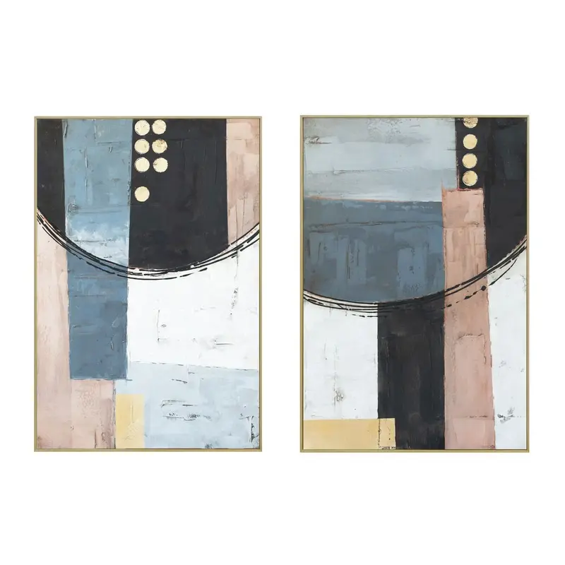 Palette Cityscape Abstractions – Hand-Painted Framed Diptych 1