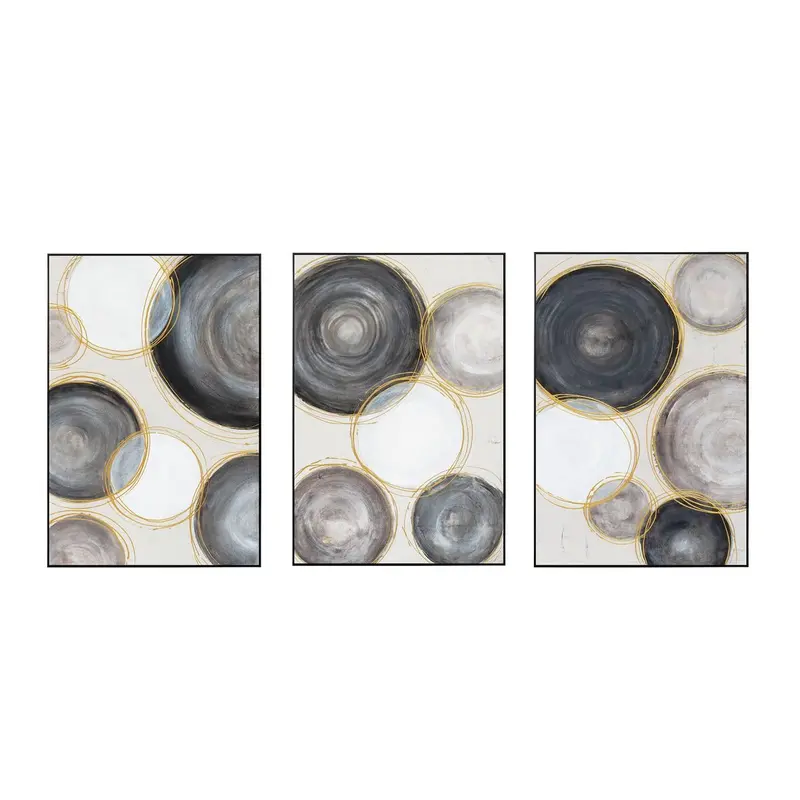 Palette Gilded Globes – Hand-Painted Framed Triptych 1
