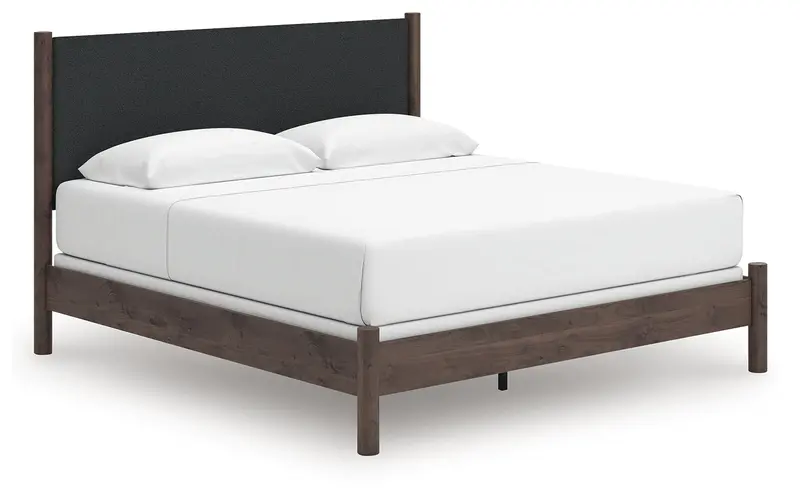 Pamytta Brown King Upholstered Platform Bed With Soft-Headboard Detailing 1