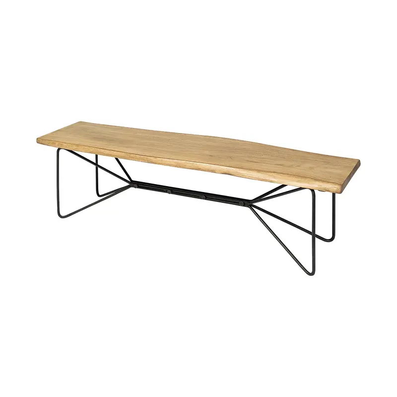 Papillion Iii Dining Bench – 66" Blonde Wood And Iron Seating Option 1