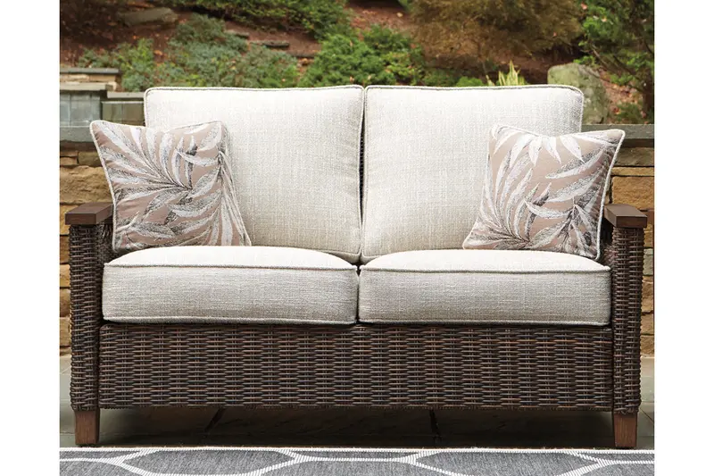 Paradise Trail Medium Brown Loveseat Featuring Removable Cushions 1