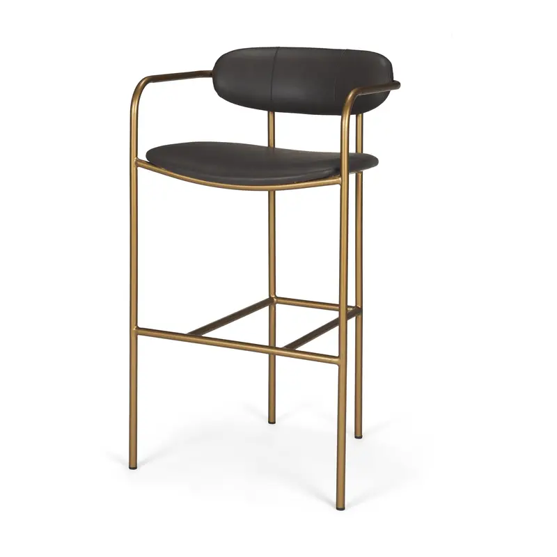 Parker Brown Faux Leather Bar Stool With Gold Metal Base 1