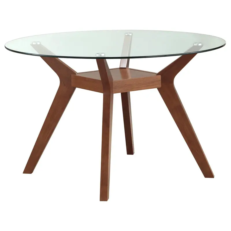 Paxton Clear Glass & Nutmeg Wood Round Dining Table 1
