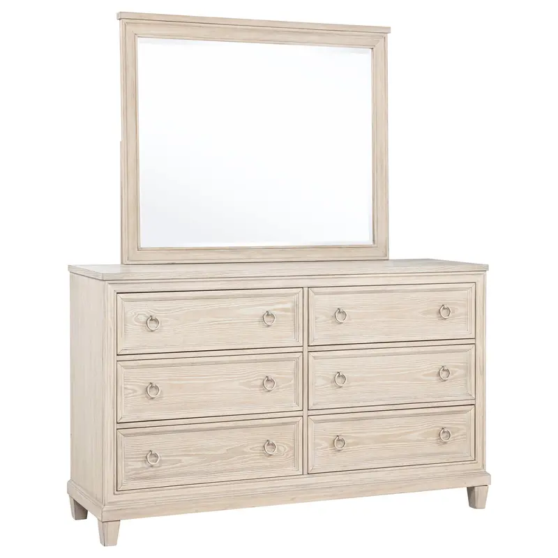 Pembroke Washed Oak Bedroom Dresser – 6-Drawer With Matching Mirror 1