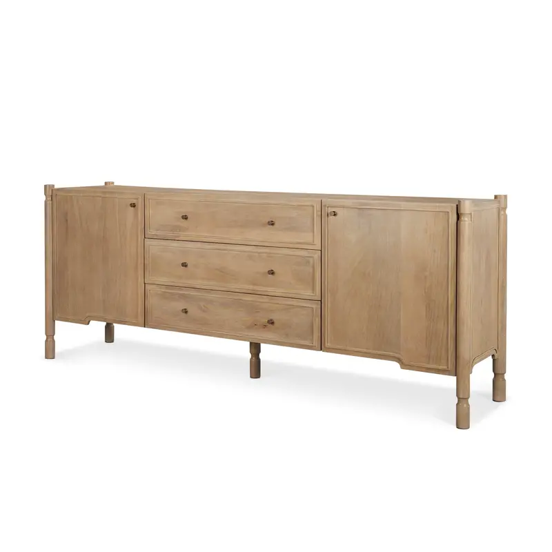 Phil Light Brown Wooden Sideboard With Two Doors And Three Drawers 1
