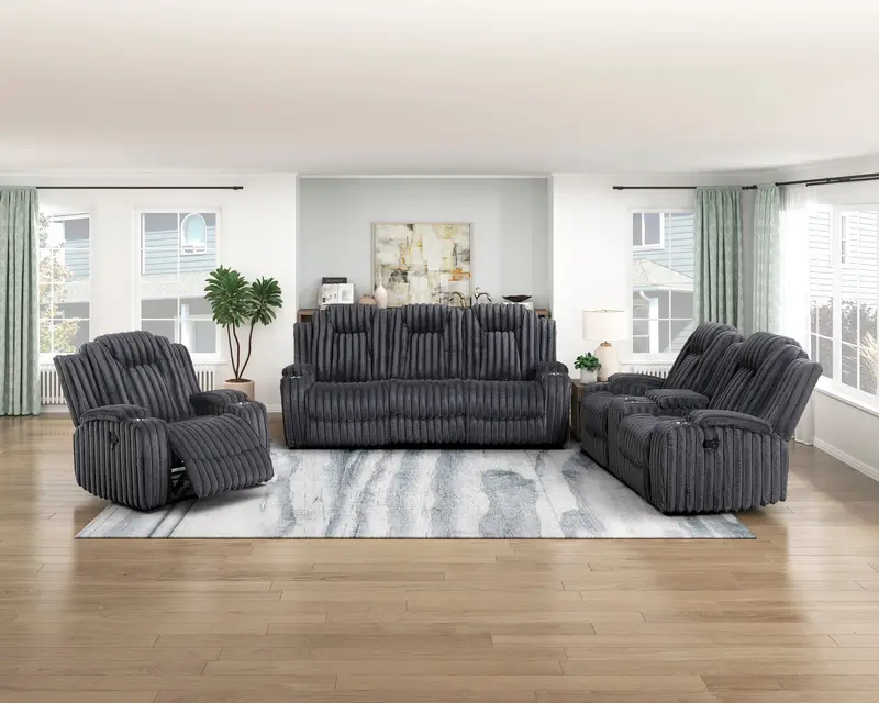 Phyllis Dark Gray Power Reclining Living Room Set 1