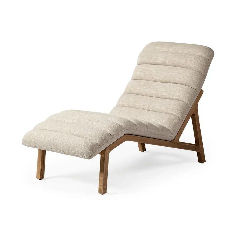 Pierre Beige Fabric Armless Chaise Lounge Chair 1