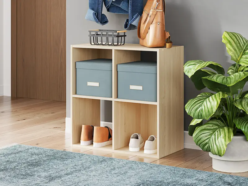 Piperton Tan Four-Cube Fabric-Covered Storage Organizer 1