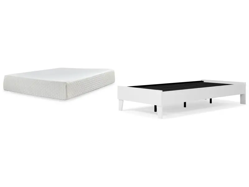 Piperton Twin Platform Bed – White With Integrated Mattress Support 1