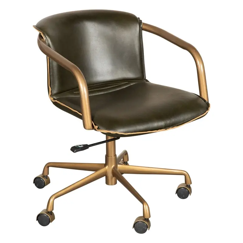 Portofino Emerald Green Leather Swivel Office Chair With Antique Gold Base 1