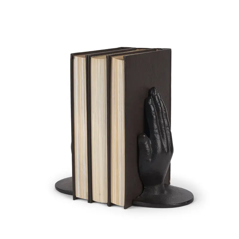 Praying Hands Bronze Cast Iron Bookends Set 1