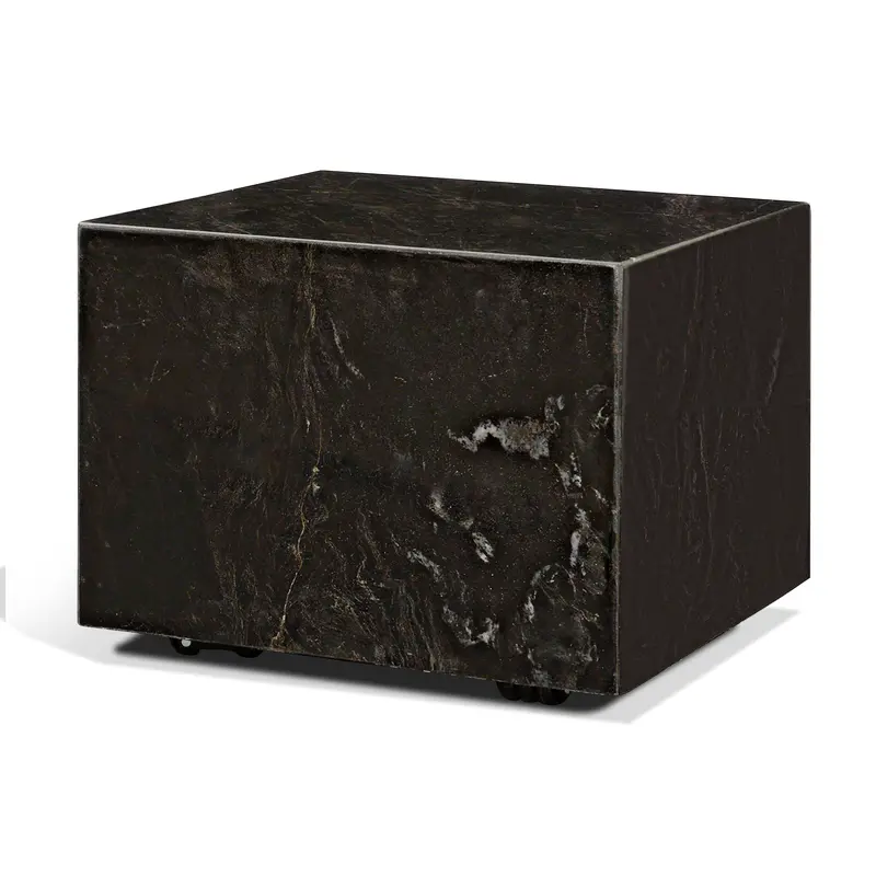 Quadra Coffee Table – 20" Solid Cappuccino Marble Square Top 1