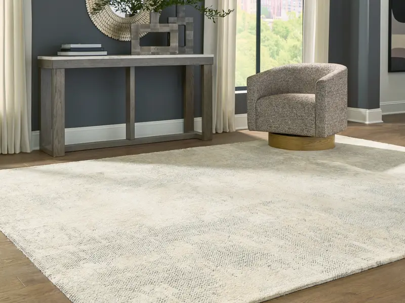 Raif Gray/White/Cream Extra-Large Area Rug – Neutral Textured Design 1