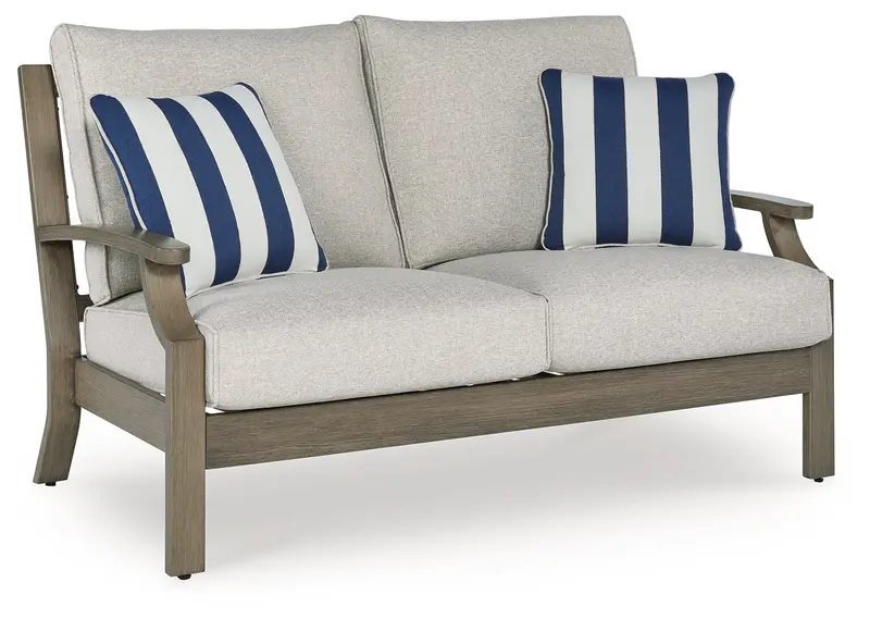 Rainier Ranch Outdoor Loveseat – Brown/Beige Weather-Resistant Frame With Cushions 1