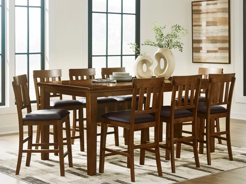 Ralene Medium Brown Counter Height Dining Set With Barstools 1