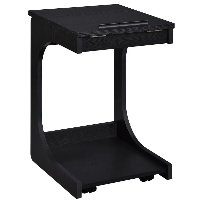 Ralston Black C-Shaped Lift-Top Sofa Table With Smooth-Caster Mobility 1