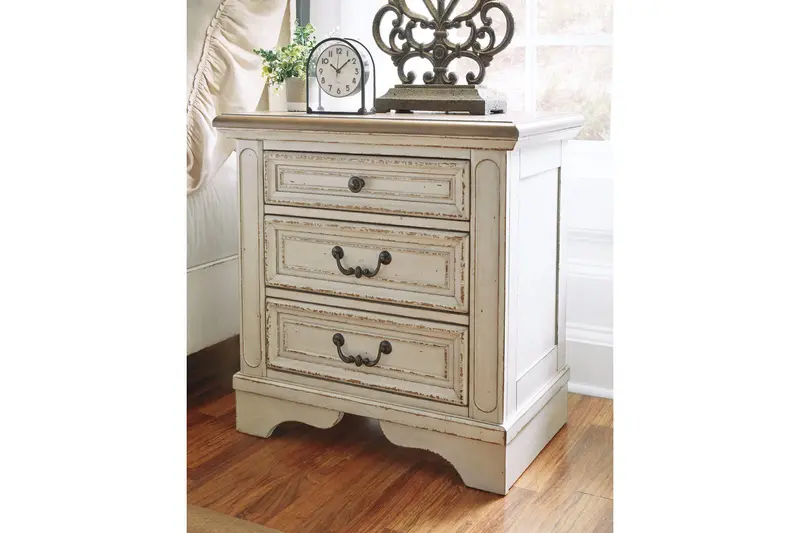 Realyn Chipped White Painted Wood Nightstand 1