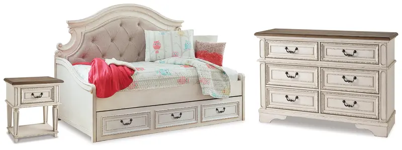 Realyn Twin Storage Daybed Set With Dresser And Nightstand 1