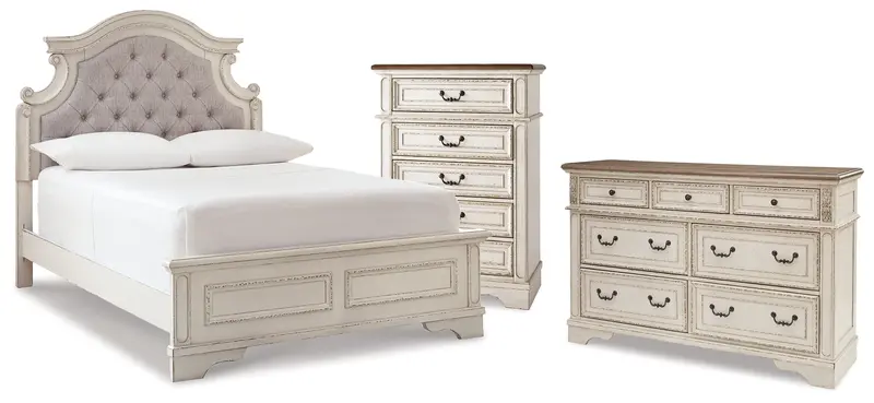 Realyn Two-Tone Full Panel Bed Set – Includes Dresser & Chest In Modern Finish 1