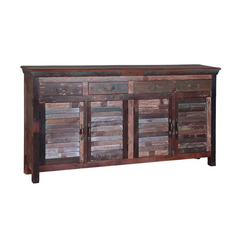 Reclaimed Boatwood 74" Sideboard – Textured Coastal Accent Cabinet 1