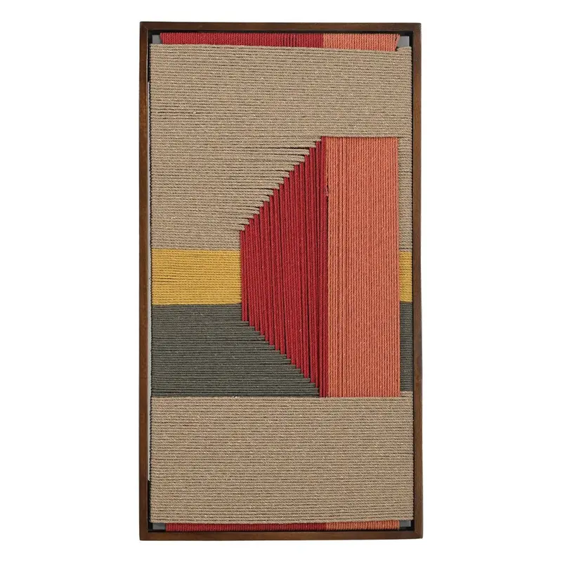 Red Manila Woven Wall Art With Wooden Frame 1