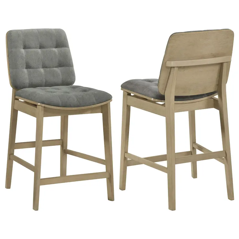 Redbridge Gray Velvet Counter Chairs With Natural Oak Legs (2-Pack) 1
