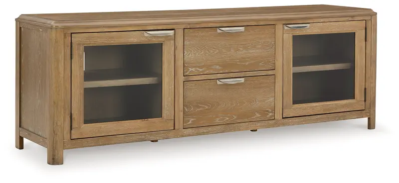 Rencott Light Brown 80-Inch Tv Stand With Open Shelving 1