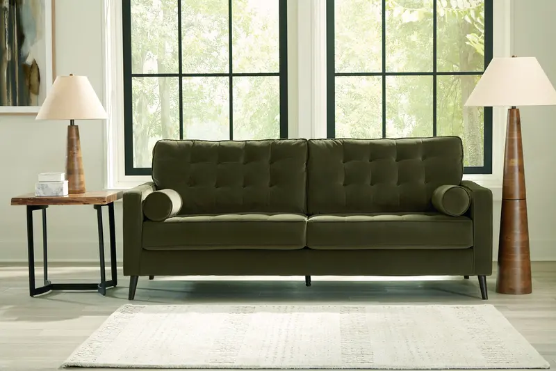 Reveon Lakes Olive Fabric Sofa – Modern Three-Seater Design 1