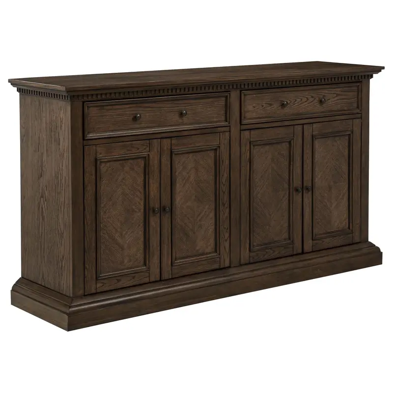 Ridgewell Dark Oak Dining Server: 4-Door Cabinet With 2 Functional Drawers 1