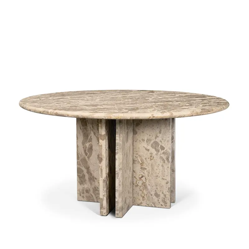 Rivaro Solid Beige Marble Round Dining Table With Minimalist Base 1