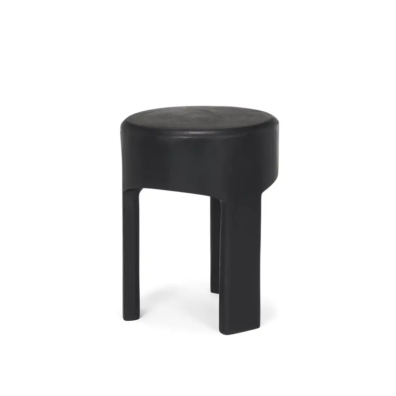 Riya Solid Black Wooden Stool – Minimalist Seating Accent 1