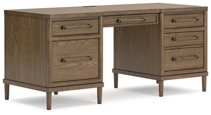 Roanhowe Brown 68-Inch Solid Wood Home Office Desk 1