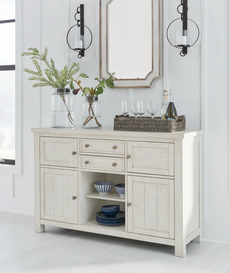 Robbinsdale Antique White Wood Dining Server Cabinet 1