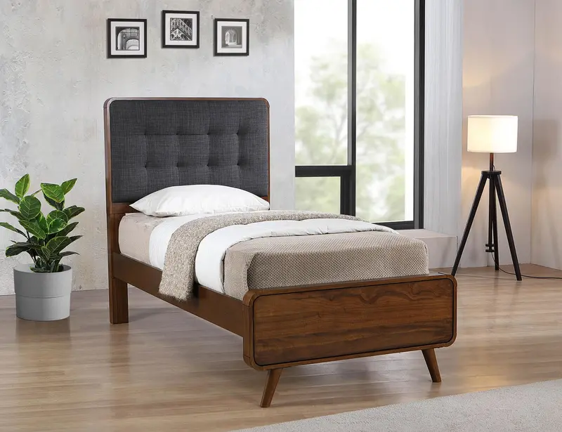 Robyn Dark Walnut Twin Platform Bed – Minimalist Solid Wood Frame 1