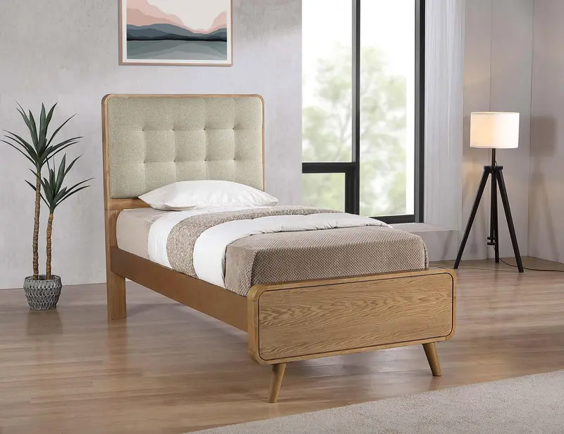 Robyn Light Ash Twin Platform Bed – Solid Wood Low-Profile Frame 1
