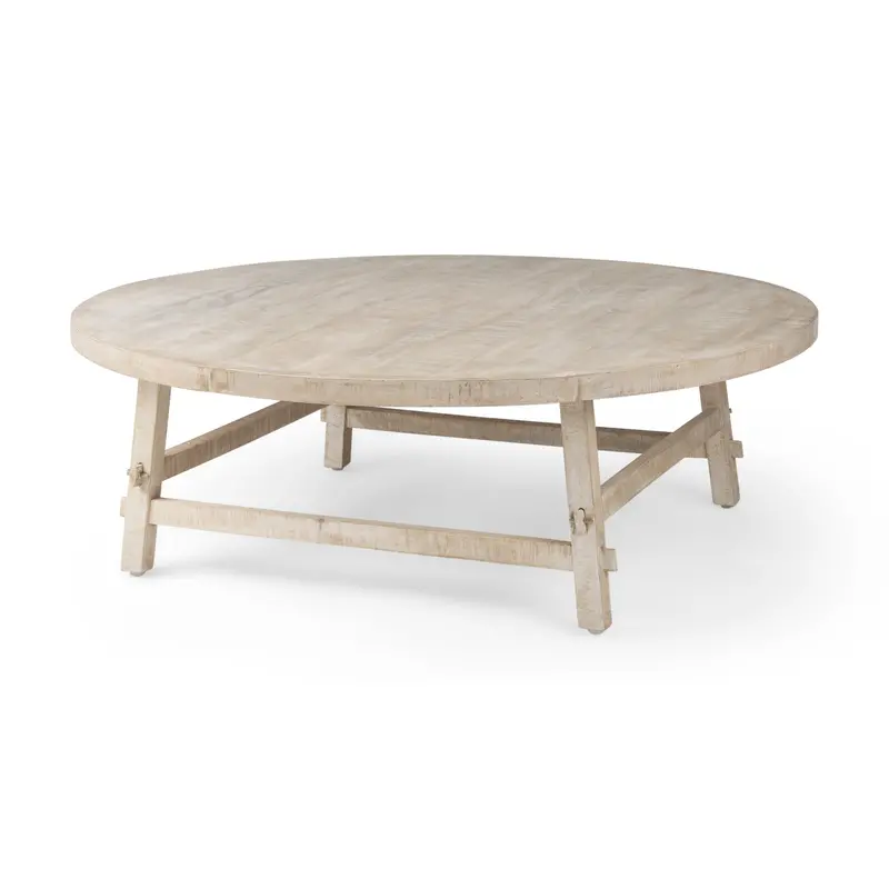 Rosie Round Blonde Wood Coffee Table, 48" Diameter 1