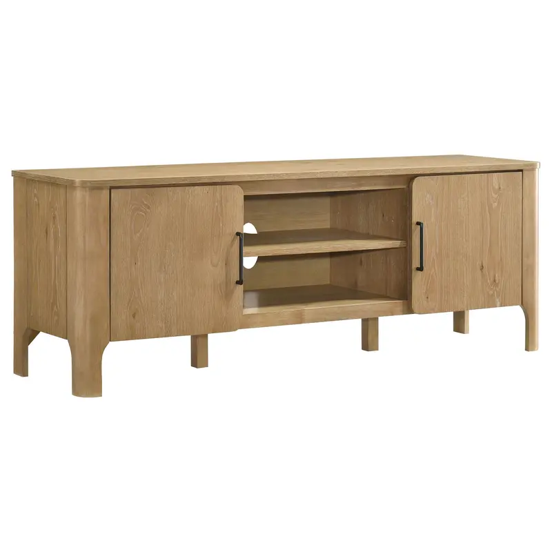 Rowe Light Oak 65" Two-Door Tv Stand With Media Storage And Ventilation 1