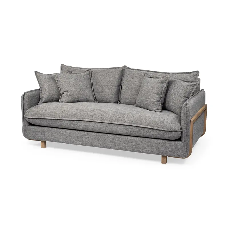 Roy I 84-Inch Castlerock Gray Upholstered Sofa – Three-Seater 1
