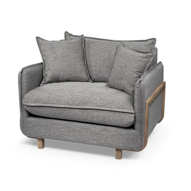 Roy Ii Armchair – Castlerock Gray Upholstery With Brown Wood Frame 1