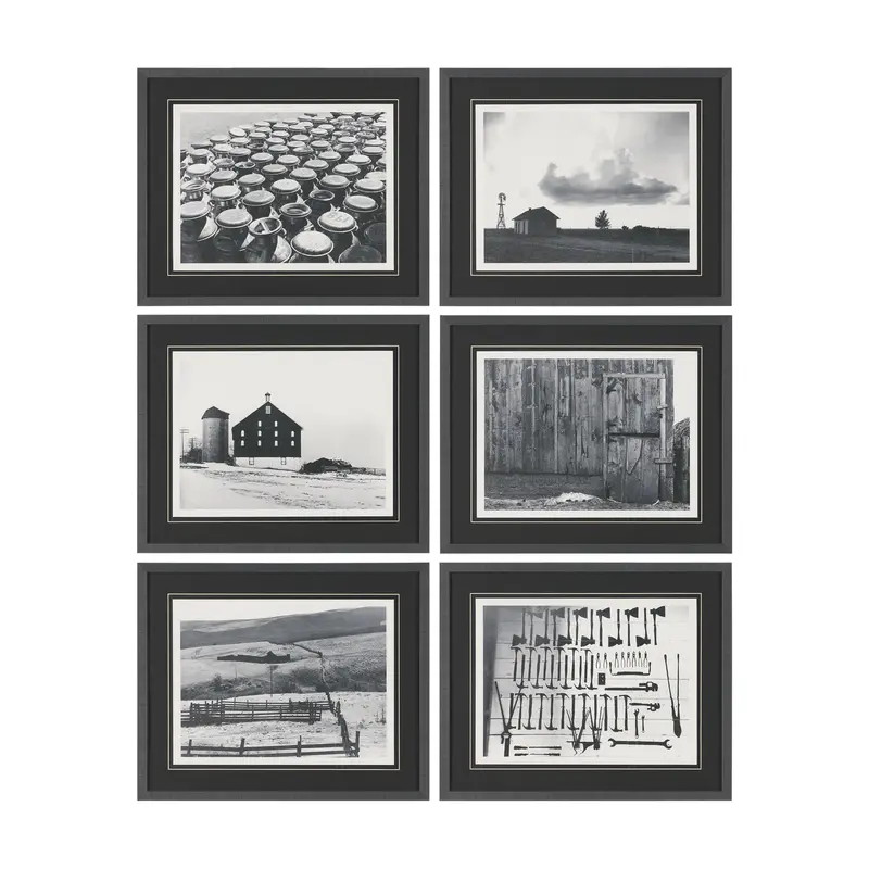 'Rural Rows' Set Of 6 Textured Framed Art Prints By The Chelsea Collection – Glass-Matted 1